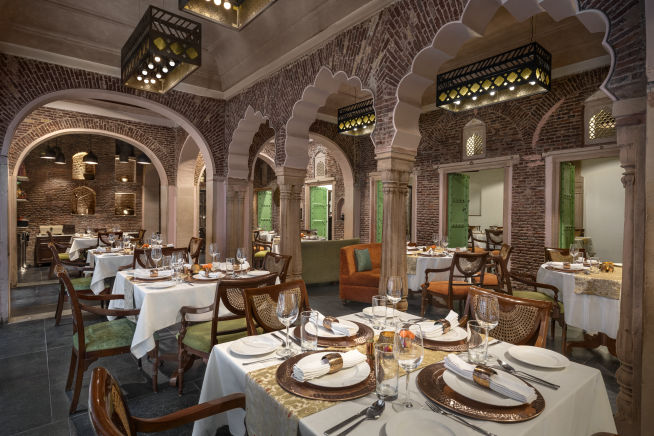 Dining at Haveli Dharampura Hotel in Delhi