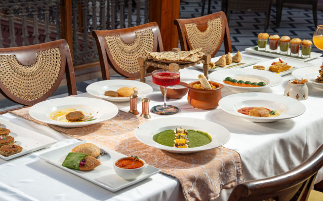 Dining at Haveli Dharampura Hotel in Delhi